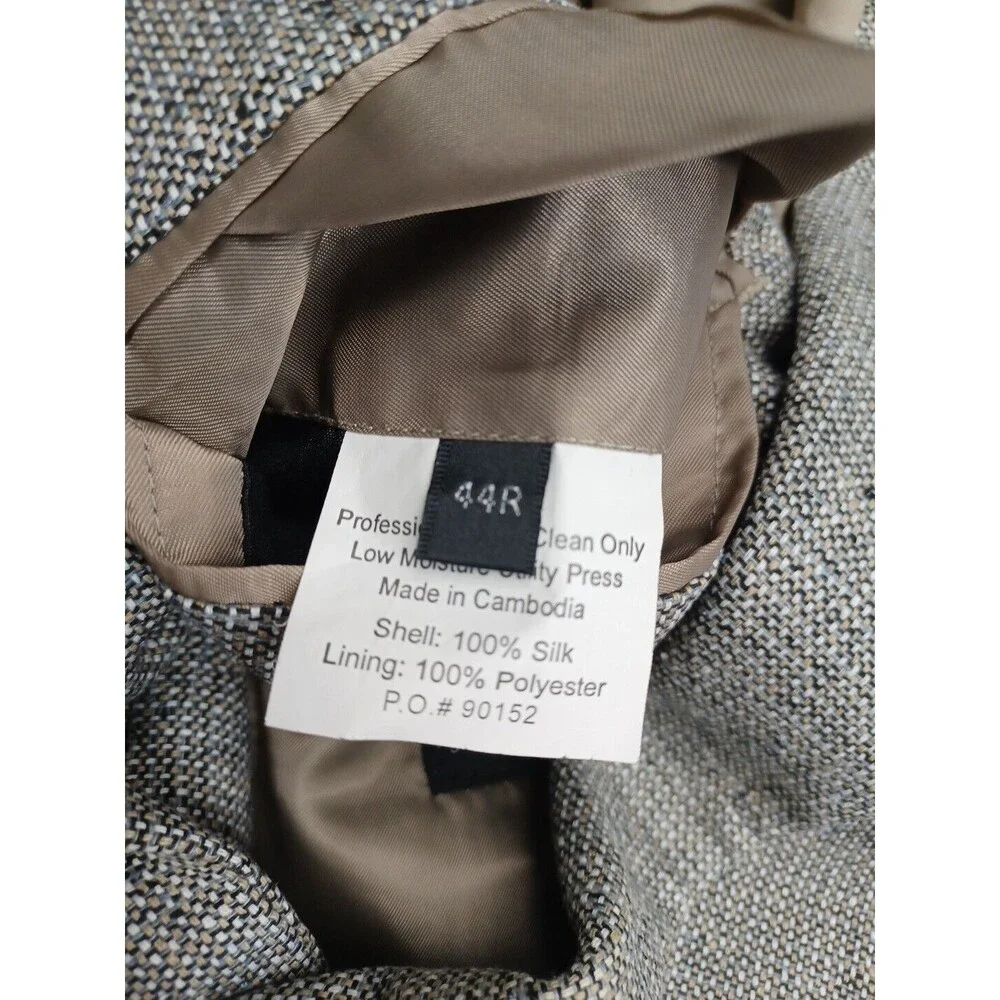 Hunt Valley Mens Blazer Jacket Gray 44R 100% Silk Tweed